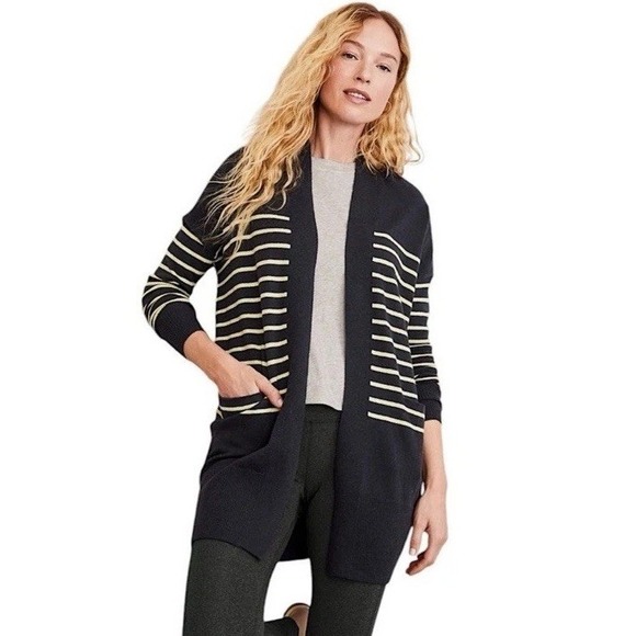 Garnet Hill Oversized Cardigan Merino Wool Organic Cotton Blend  Classic Boho M - Picture 10 of 11